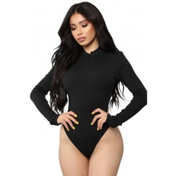 Long Sleeve Women Front or Back Zipper Bodysuit - Picture 1 of 7